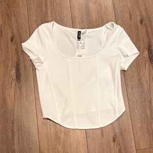 NWT women’s corset style medium white short sleeve T shirt H&M